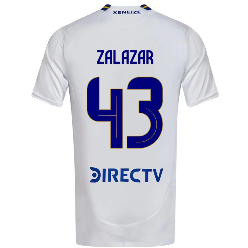 Danxen Niño Camiseta Maximiliano Zalazar #43 Blanco Azul 2ª Equipación 2025/26 La Camisa