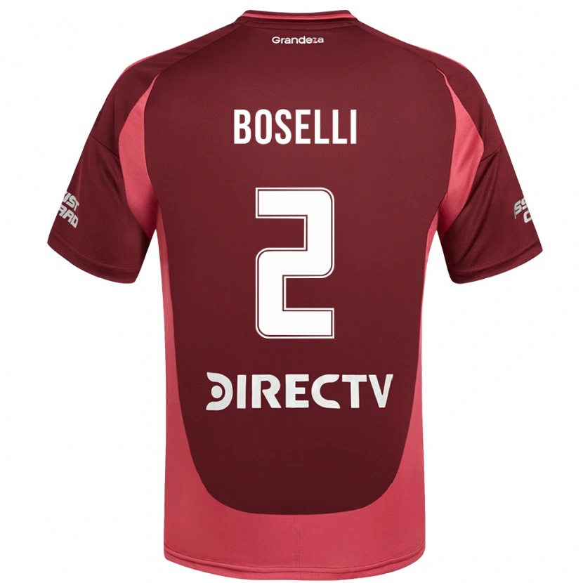 Danxen Niño Camiseta Sebastián Boselli #2 Borgoña Magenta 2ª Equipación 2025/26 La Camisa