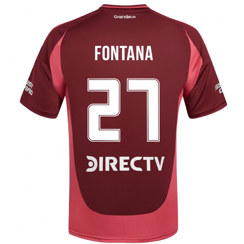 Danxen Niño Camiseta Agustin Fontana #27 Blanco Rojo 2ª Equipación 2025/26 La Camisa