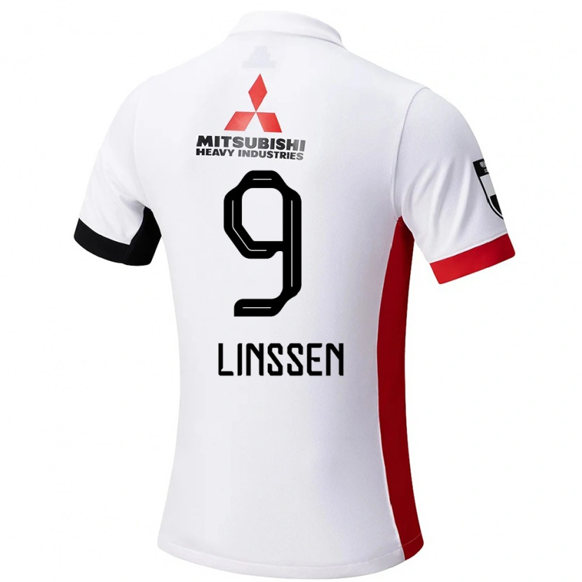 Danxen Niño Camiseta Bryan Linssen #9 Rojo Blanco 2ª Equipación 2025/26 La Camisa