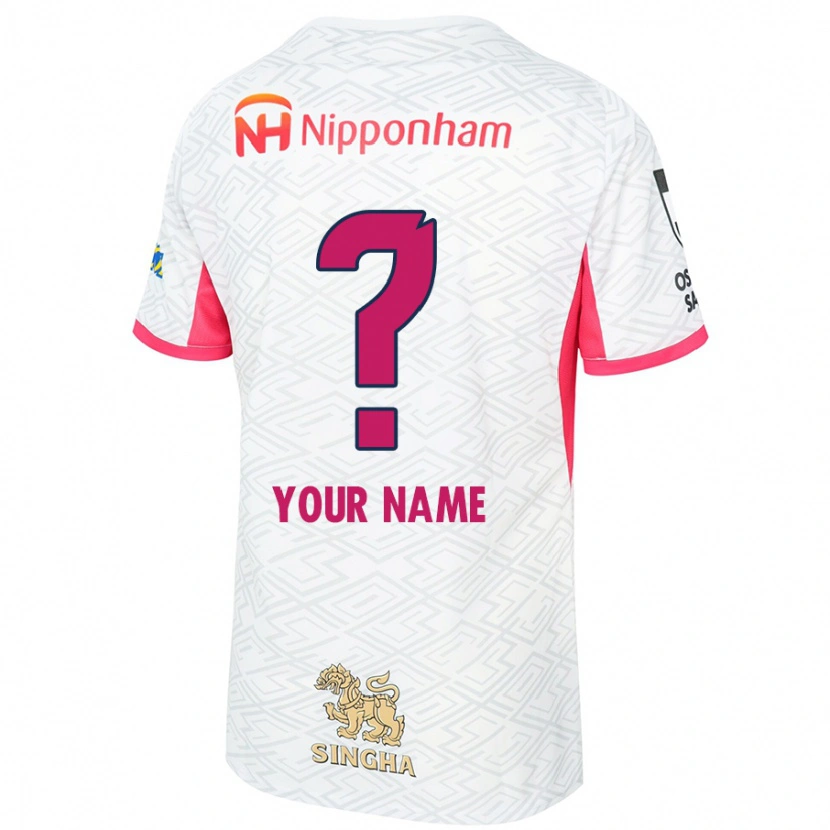 Danxen Niño Camiseta Su Nombre #0 Rosa Sakura Blanco 2ª Equipación 2025/26 La Camisa