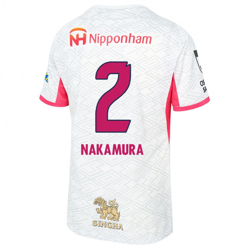 Danxen Niño Camiseta Takumi Nakamura #2 Blanco Rosa Sakura 2ª Equipación 2025/26 La Camisa
