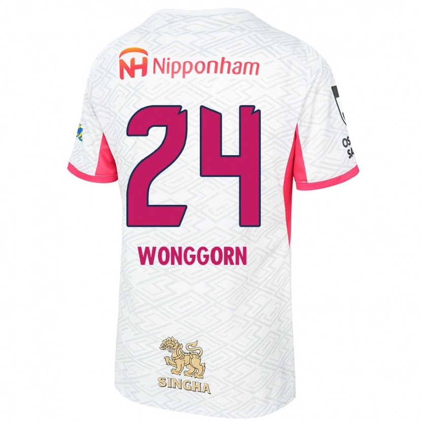 Danxen Niño Camiseta Jaroensak Wonggorn #24 Blanco Rosa Sakura 2ª Equipación 2025/26 La Camisa