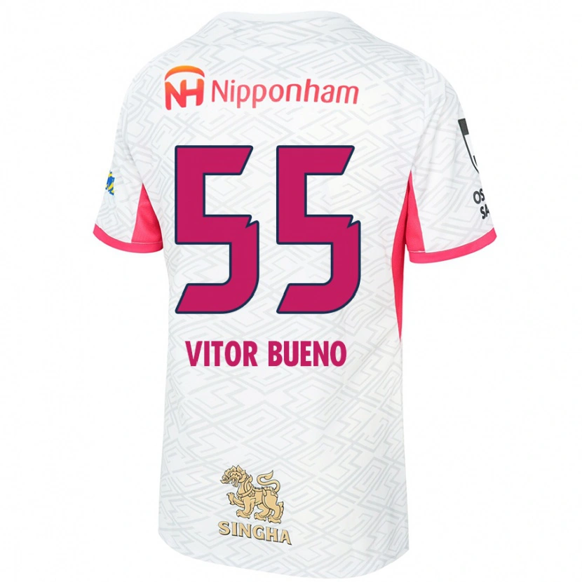 Danxen Niño Camiseta Vitor Bueno #55 Rosa Sakura Blanco 2ª Equipación 2025/26 La Camisa