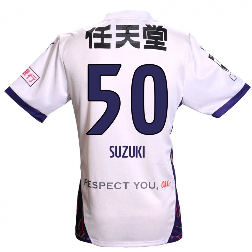 Danxen Niño Camiseta Yoshinori Suzuki #50 Blanco Morado Negro 2ª Equipación 2025/26 La Camisa