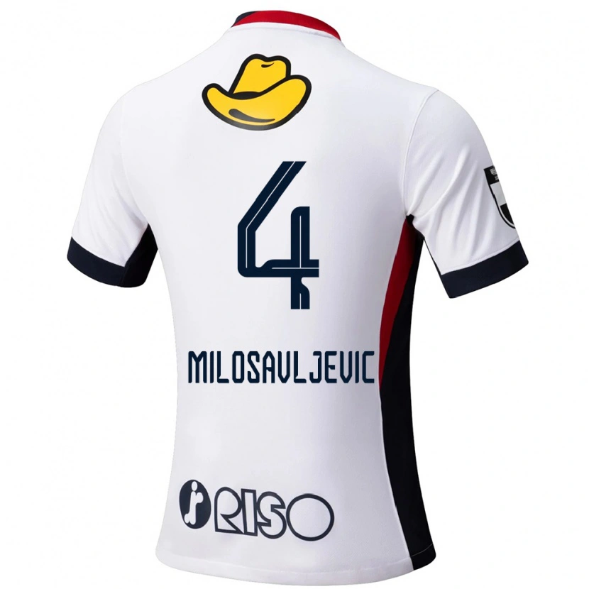 Danxen Niño Camiseta Radomir Milosavljevic #4 Rojo Negro 2ª Equipación 2025/26 La Camisa