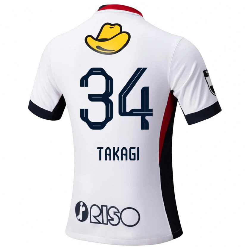 Danxen Niño Camiseta Haruto Takagi #34 Rojo Negro 2ª Equipación 2025/26 La Camisa