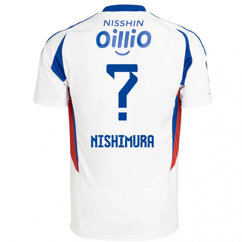 Danxen Niño Camiseta Takuma Nishimura #0 Blanco Azul Real 2ª Equipación 2025/26 La Camisa