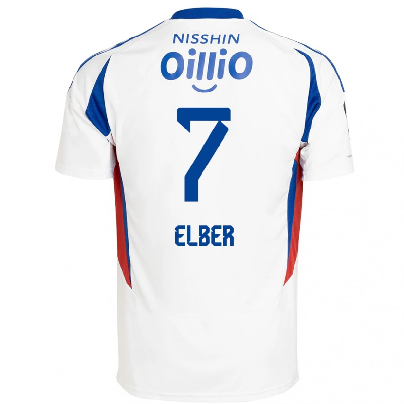 Danxen Niño Camiseta Élber #7 Blanco Azul Real 2ª Equipación 2025/26 La Camisa
