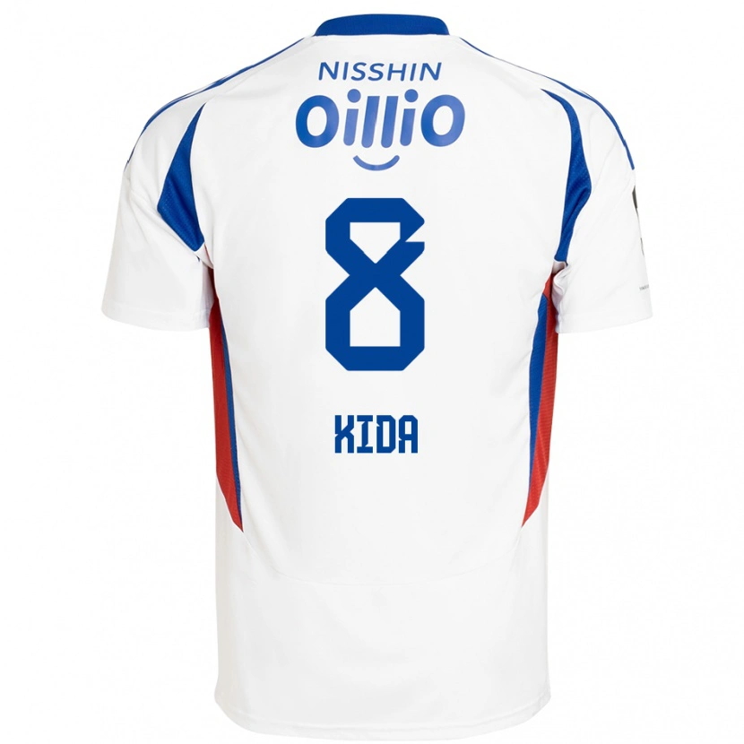 Danxen Niño Camiseta Takuya Kida #8 Azul Real Blanco 2ª Equipación 2025/26 La Camisa