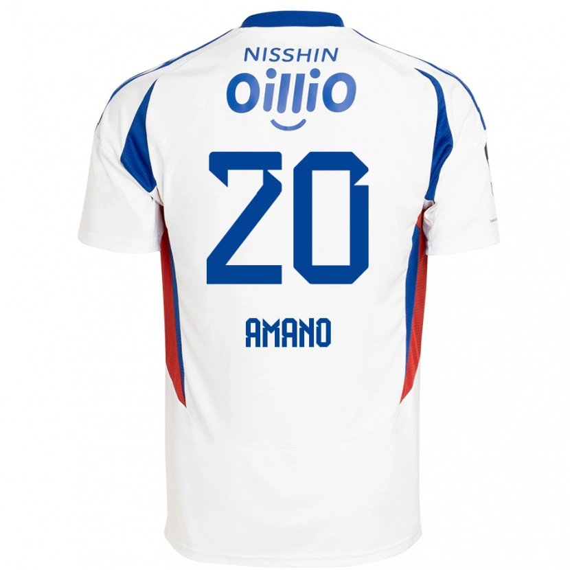 Danxen Niño Camiseta Jun Amano #20 Blanco Azul Real 2ª Equipación 2025/26 La Camisa