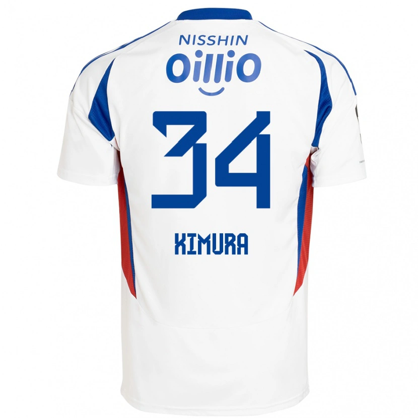 Danxen Niño Camiseta Takuto Kimura #34 Blanco Azul Real 2ª Equipación 2025/26 La Camisa