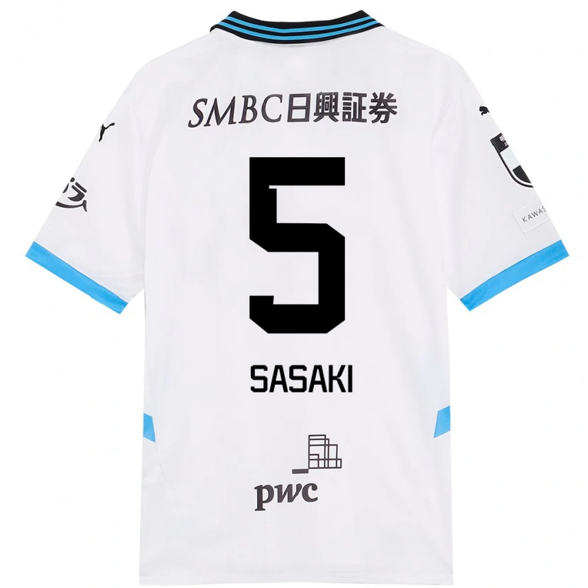 Danxen Niño Camiseta Asahi Sasaki #5 Blanco Azul Celeste 2ª Equipación 2025/26 La Camisa