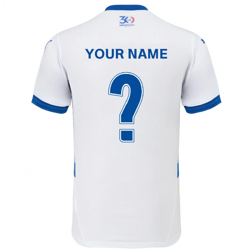 Danxen Niño Camiseta Su Nombre #0 Azul Real Blanco 2ª Equipación 2025/26 La Camisa