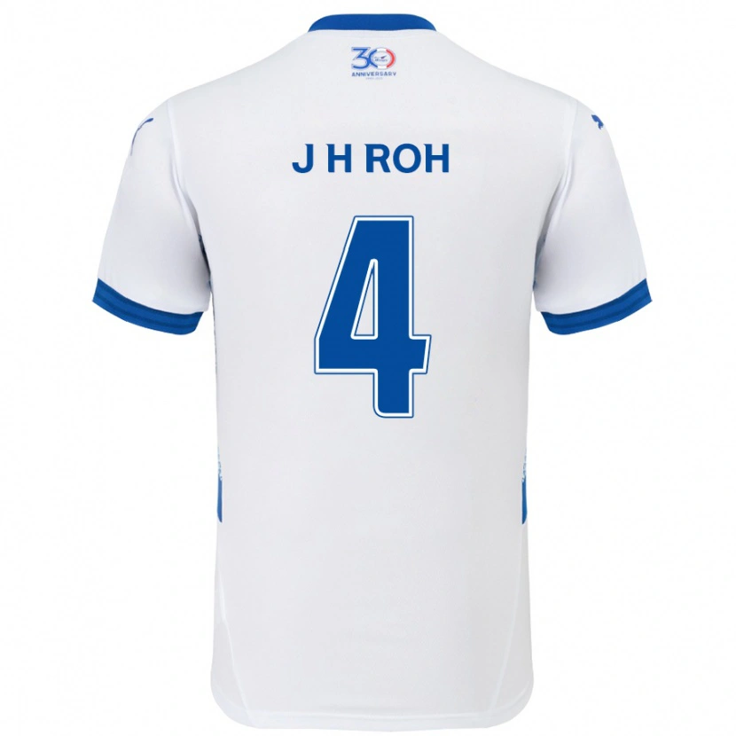 Danxen Niño Camiseta Hyun-Jun Roh #4 Azul Real Blanco 2ª Equipación 2025/26 La Camisa