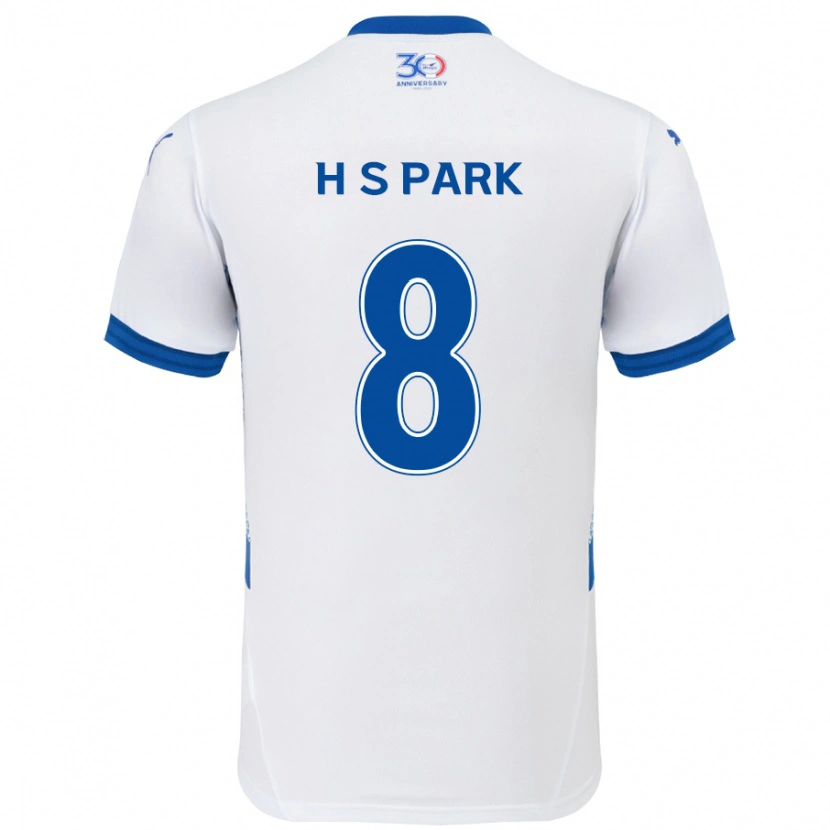 Danxen Niño Camiseta Sang-Hyeok Park #8 Azul Real Blanco 2ª Equipación 2025/26 La Camisa