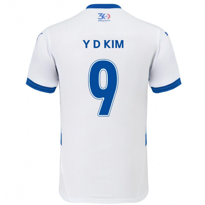Danxen Niño Camiseta Dong-Yeon Kim #9 Azul Real Blanco 2ª Equipación 2025/26 La Camisa