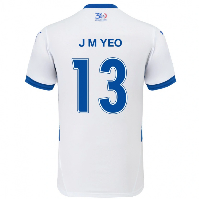 Danxen Niño Camiseta Min-Jun Yeo #13 Azul Real Blanco 2ª Equipación 2025/26 La Camisa