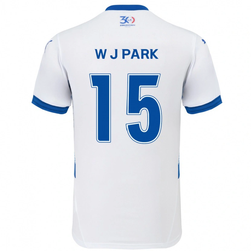 Danxen Niño Camiseta Woo-Jin Park #15 Azul Real Blanco 2ª Equipación 2025/26 La Camisa