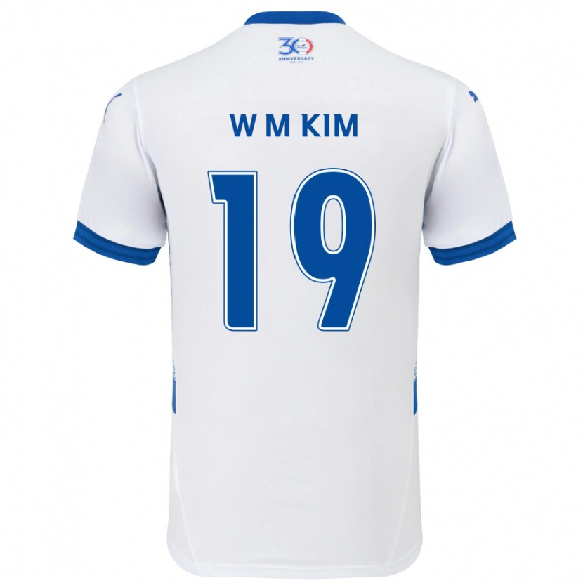 Danxen Niño Camiseta Min-Woo Kim #19 Azul Real Blanco 2ª Equipación 2025/26 La Camisa