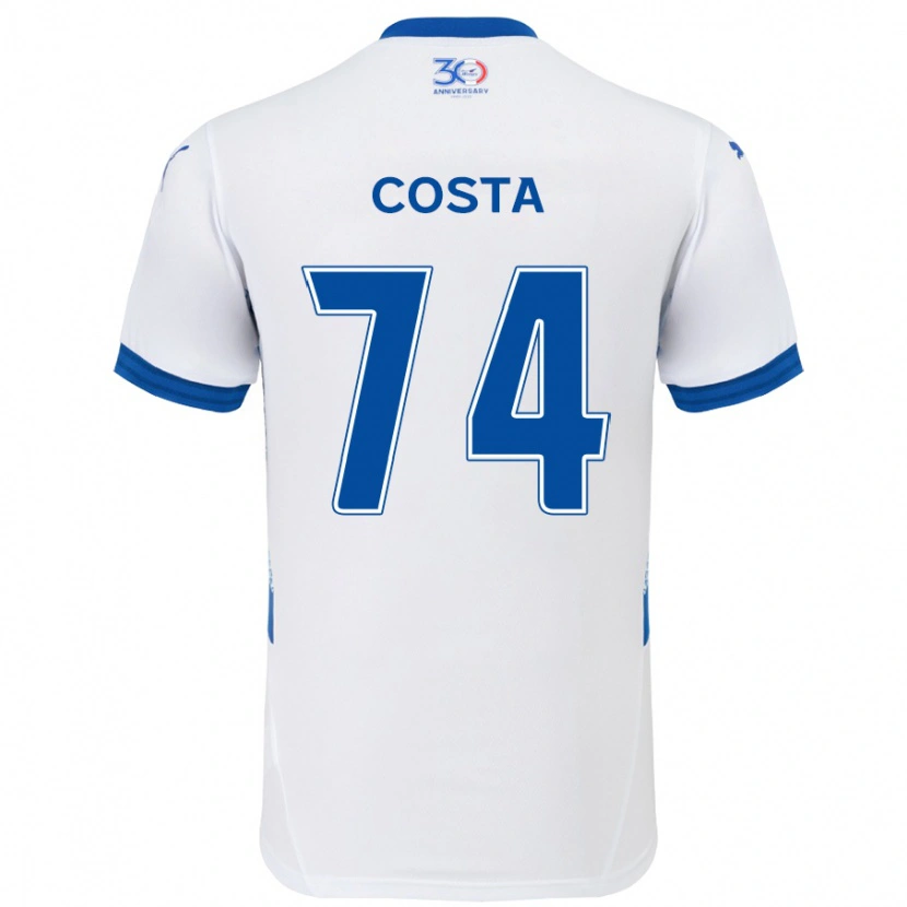 Danxen Niño Camiseta Bruno Costa #74 Azul Real Blanco 2ª Equipación 2025/26 La Camisa