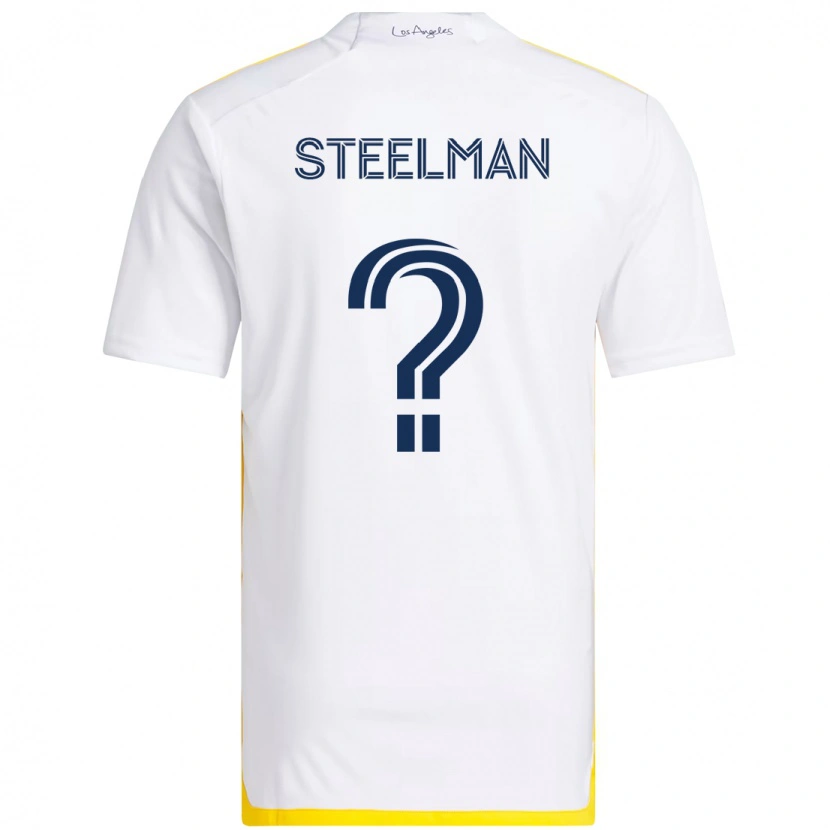 Danxen Hombre Camiseta Maximus Steelman #0 Blanco Amarillo 1ª Equipación 2025/26 La Camisa