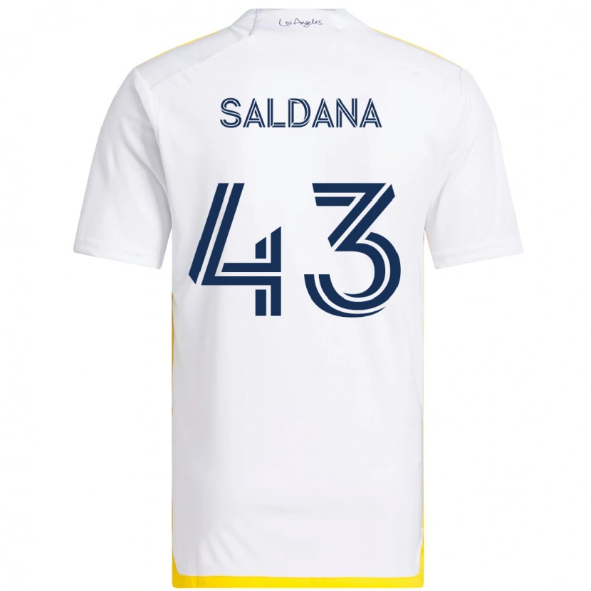 Danxen Hombre Camiseta Adam Saldaña #43 Blanco Amarillo 1ª Equipación 2025/26 La Camisa