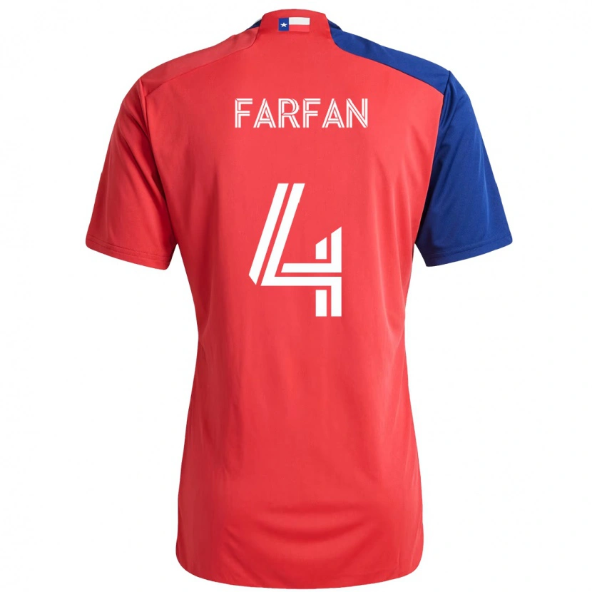 Danxen Hombre Camiseta Marco Farfán #4 Azul Claro Rojo 1ª Equipación 2025/26 La Camisa