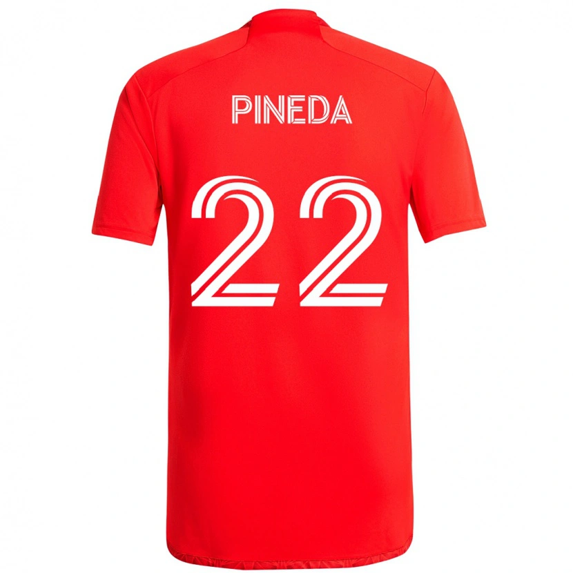 Danxen Hombre Camiseta Mauricio Pineda #22 Rojo Blanco 1ª Equipación 2025/26 La Camisa