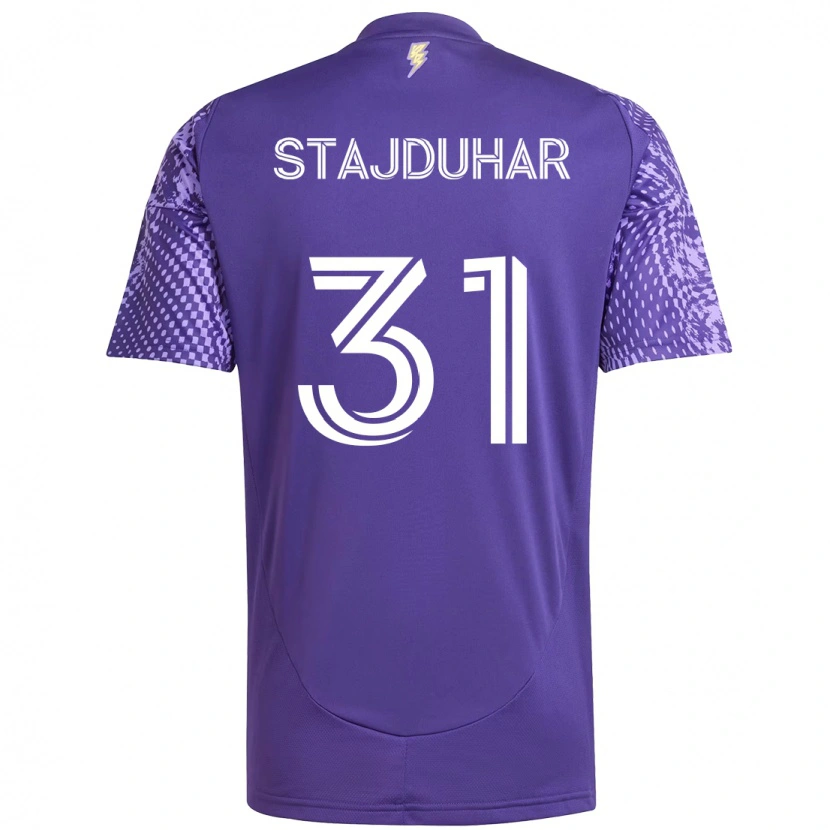 Danxen Hombre Camiseta Mason Stajduhar #31 Blanco Morado 1ª Equipación 2025/26 La Camisa