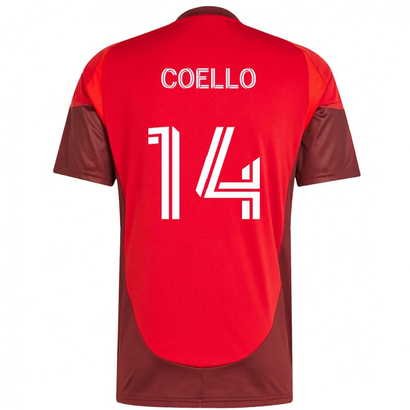 Danxen Hombre Camiseta Alonso Coello #14 Rojo Blanco 1ª Equipación 2025/26 La Camisa