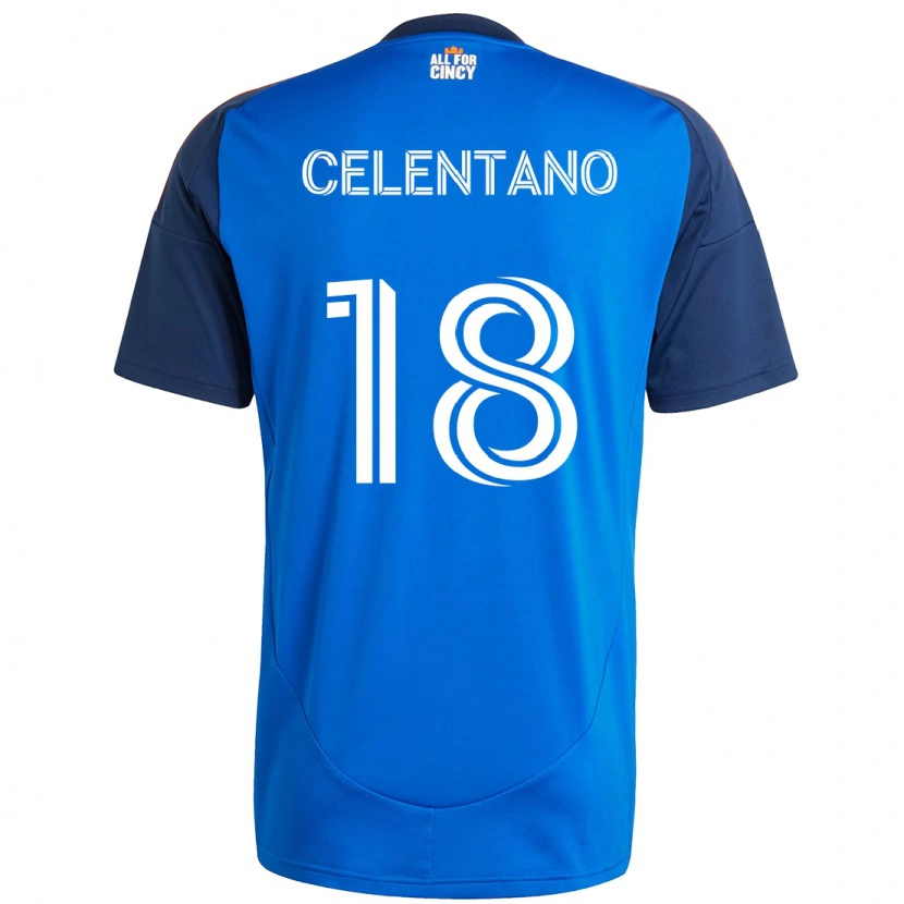 Danxen Hombre Camiseta Roman Celentano #18 Blanco Azul Naranja 1ª Equipación 2025/26 La Camisa