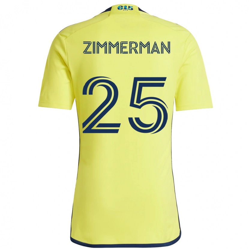 Danxen Hombre Camiseta Walker Zimmerman #25 Azul Marino Amarillo 1ª Equipación 2025/26 La Camisa