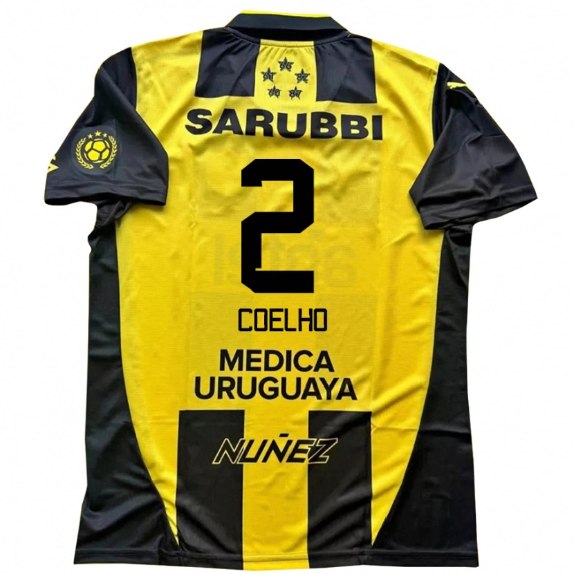Danxen Hombre Camiseta Léo Coelho #2 Negro Amarillo 1ª Equipación 2025/26 La Camisa