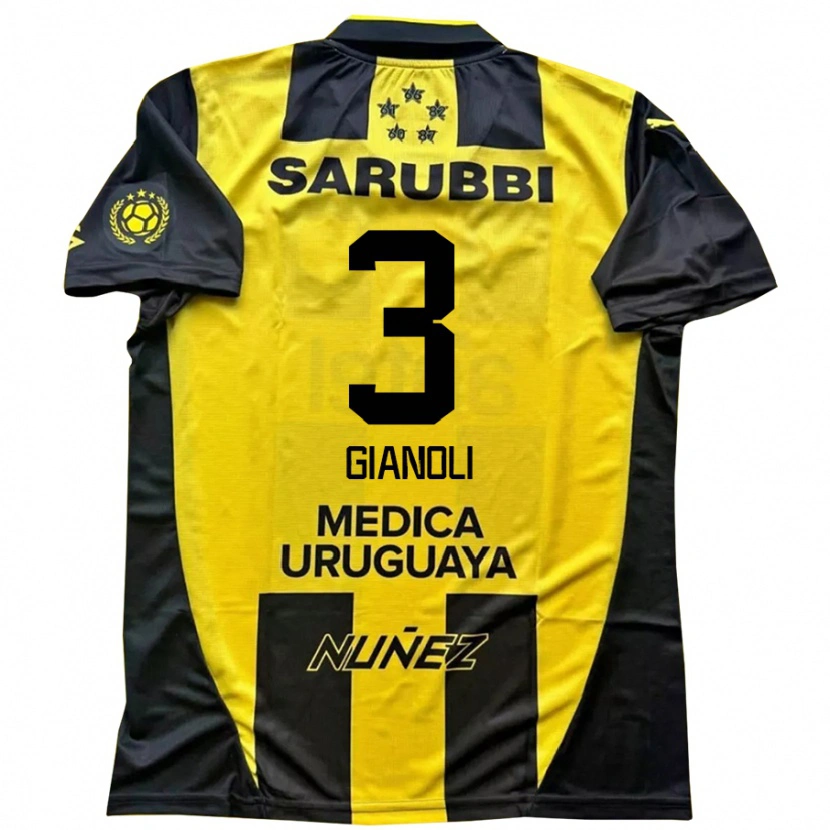 Danxen Hombre Camiseta Martín Gianoli #3 Negro Amarillo 1ª Equipación 2025/26 La Camisa