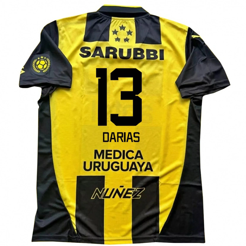 Danxen Hombre Camiseta Eduardo Darias #13 Negro Amarillo 1ª Equipación 2025/26 La Camisa
