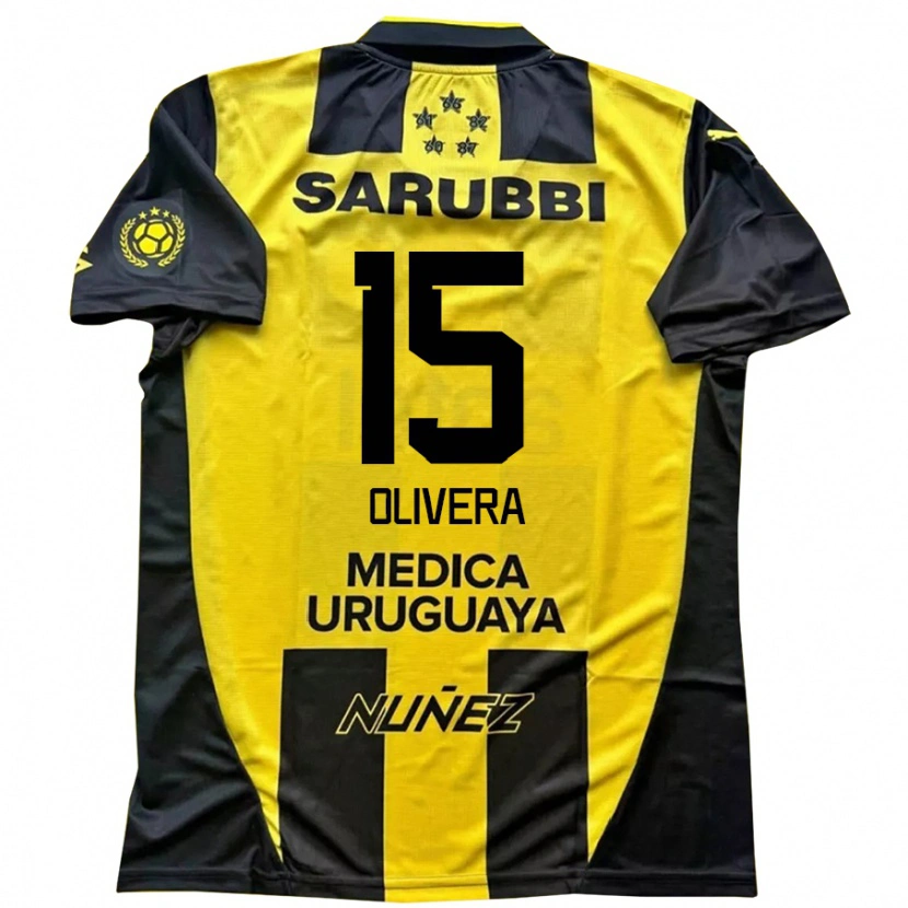 Danxen Hombre Camiseta Maximiliano Olivera #15 Negro Amarillo 1ª Equipación 2025/26 La Camisa