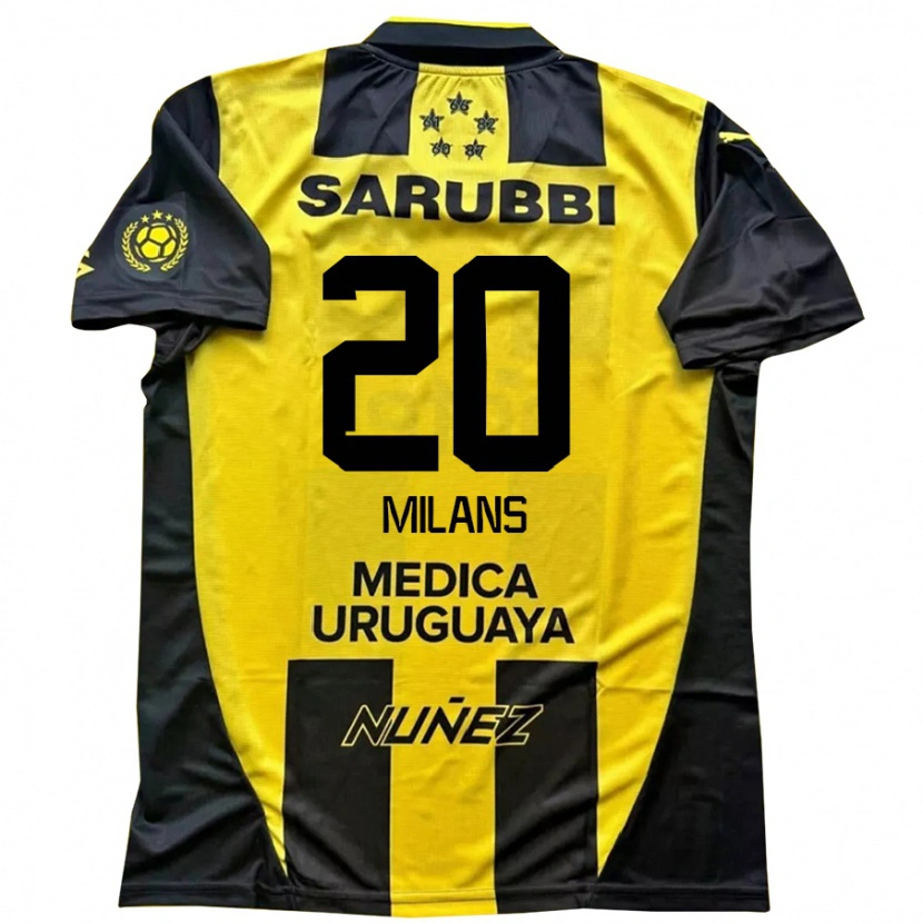 Danxen Hombre Camiseta Pedro Milans #20 Negro Amarillo 1ª Equipación 2025/26 La Camisa