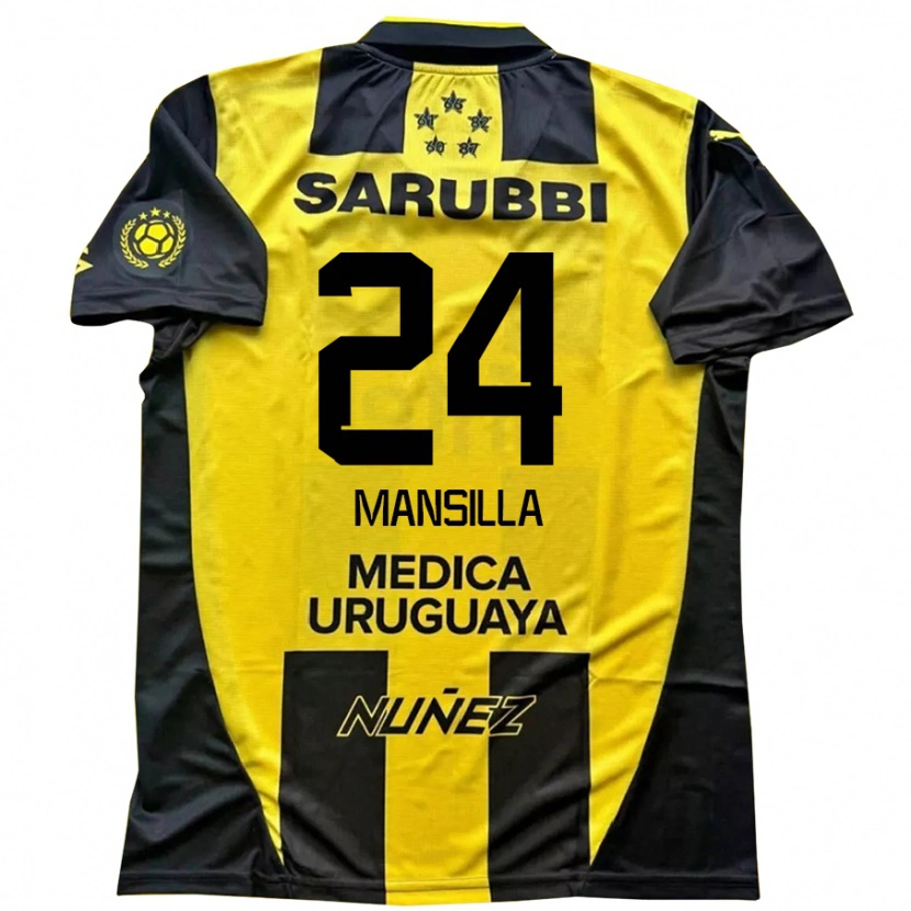 Danxen Hombre Camiseta Brian Mansilla #24 Negro Amarillo 1ª Equipación 2025/26 La Camisa