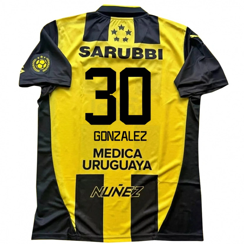 Danxen Hombre Camiseta Ángel González #30 Negro Amarillo 1ª Equipación 2025/26 La Camisa