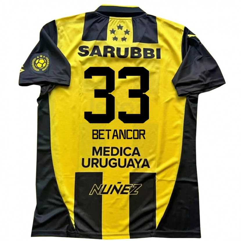 Danxen Hombre Camiseta Bruno Betancor #33 Negro Amarillo 1ª Equipación 2025/26 La Camisa
