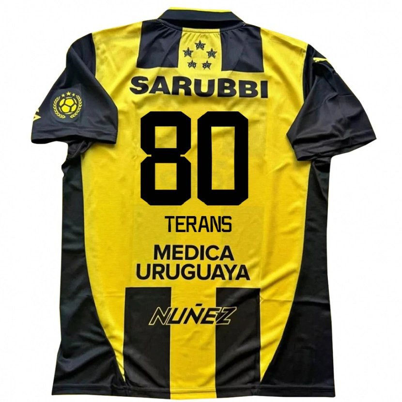 Danxen Hombre Camiseta David Terans #80 Negro Amarillo 1ª Equipación 2025/26 La Camisa