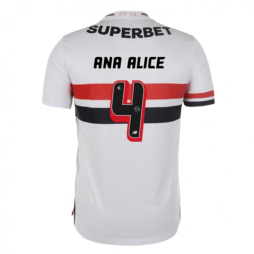 Danxen Hombre Camiseta Ana Alice Luciano Da Silva #4 Rojo Negro Blanco 1ª Equipación 2025/26 La Camisa