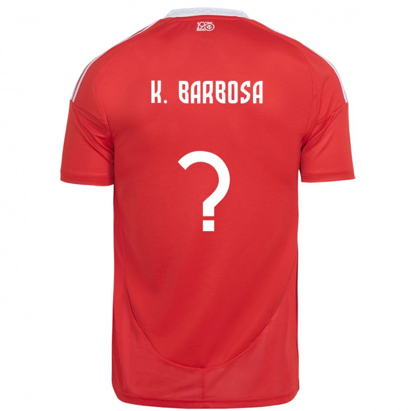 Danxen Hombre Camiseta Kauã Barbosa #0 Blanco Rojo 1ª Equipación 2025/26 La Camisa