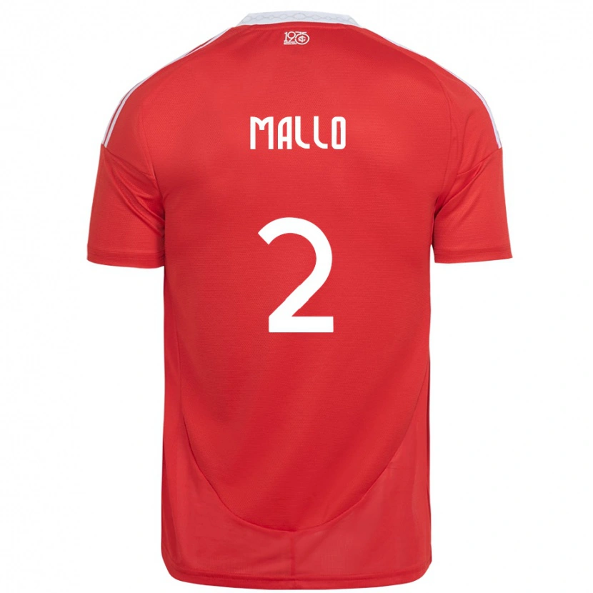 Danxen Hombre Camiseta Hugo Mallo #2 Blanco Rojo 1ª Equipación 2025/26 La Camisa