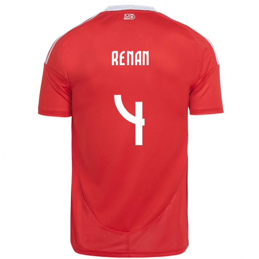 Danxen Hombre Camiseta Robert Renan #4 Blanco Rojo 1ª Equipación 2025/26 La Camisa