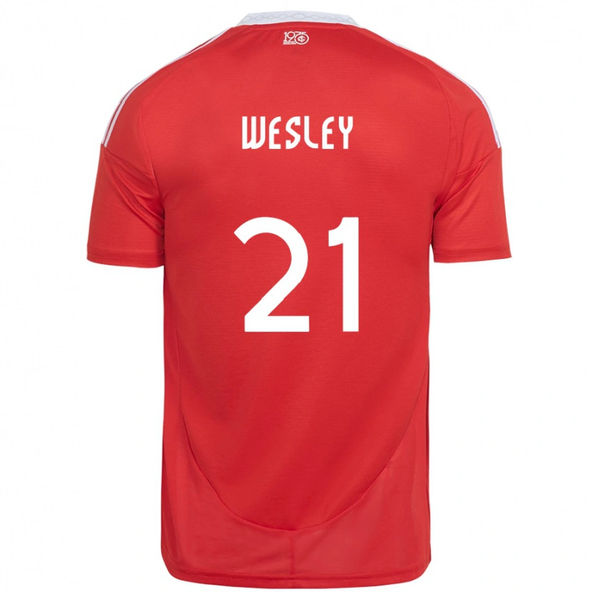 Danxen Hombre Camiseta Wesley #21 Blanco Rojo 1ª Equipación 2025/26 La Camisa