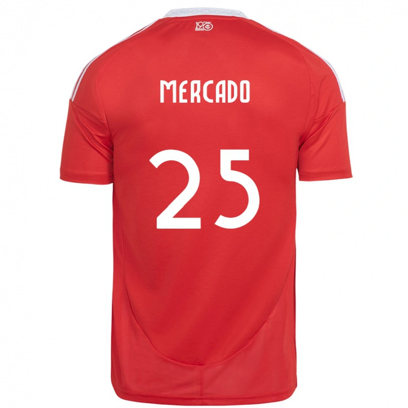 Danxen Hombre Camiseta Gabriel Mercado #25 Rojo Blanco 1ª Equipación 2025/26 La Camisa