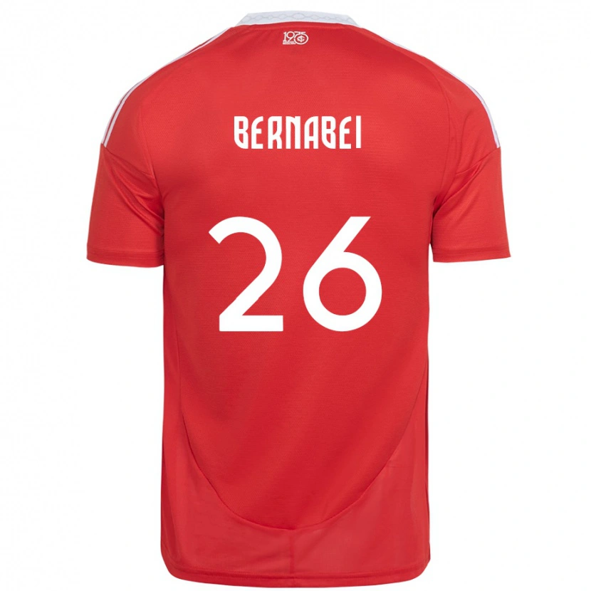 Danxen Hombre Camiseta Alexandro Bernabei #26 Blanco Rojo 1ª Equipación 2025/26 La Camisa
