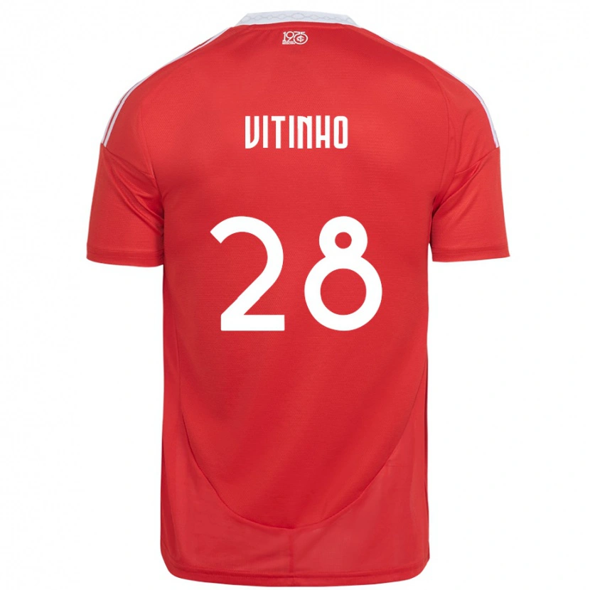 Danxen Hombre Camiseta Vitinho #28 Rojo Blanco 1ª Equipación 2025/26 La Camisa